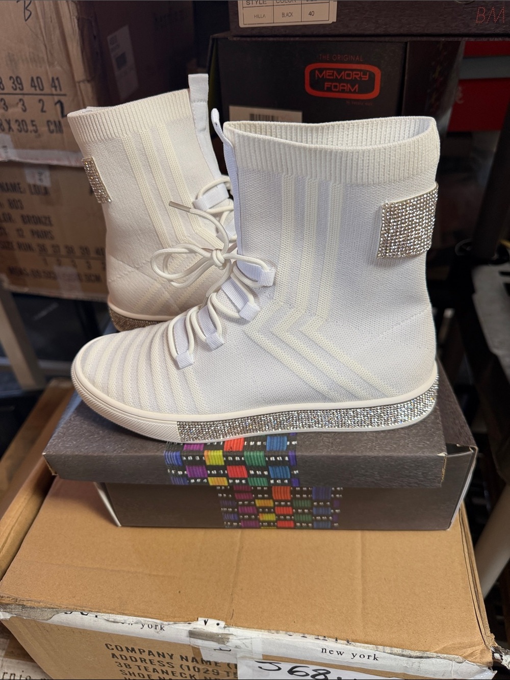 bernie mev. White Knit High-Top Sneaker Boot ibis eu40 us 9 brand new in box